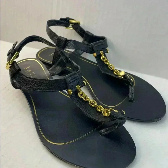 Ralph Lauren black flat/low heel sandals size 5B - Picture 3 of 11